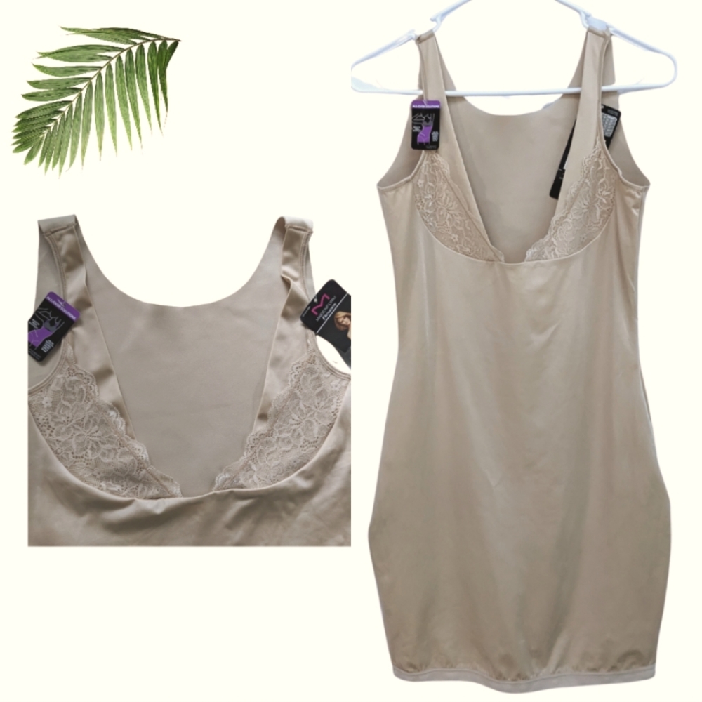 Shapewear slip Maidenform Flexees Beige size 2XL smoothes tummy hips waist
